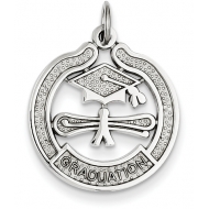 14k White Gold Graduation Charm