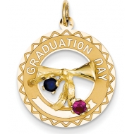 14k Graduation Day Charm with Synthetic Stones Charm