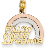 14k Tri color Follow Your Dreams Rainbow Pendant