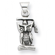 Sterling Silver Antiqued Graduation Owl Pendant
