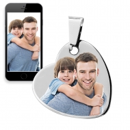 Photo Engraveable Stainless Steel Dangle Heart