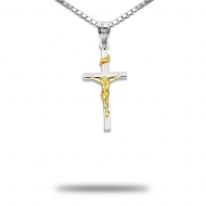 Sterling Silver   18k Gold  plated Crucifix Pendant