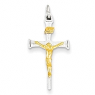 Sterling Silver   18k Gold  plated Crucifix Charm