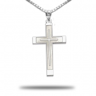 Sterling Silver Laser Designed Cross Pendant