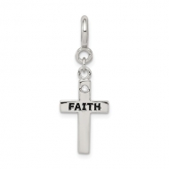 Sterling Silver CZ Faith Cross Clip on Charm
