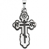 14K White Gold DIE STRUCK ORTHODOX CROSS