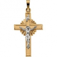 14K Two Tone Gold CRUCIFIX PENDANT
