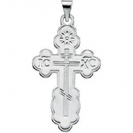 14K White Gold DIE STRUCK ORTHODOX CROSS PENDANT