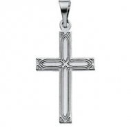 14K White Gold CROSS PENDANT W DESIGN