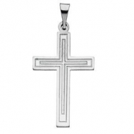 14K White Gold CROSS PENDANT W DESIGN