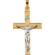 14K Two Tone Gold CRUCIFIX PENDANT