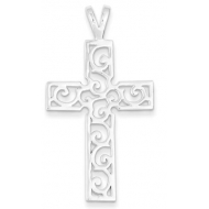 Sterling Silver Polished Swirl Cross Pendant