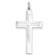 Sterling Silver Satin   Polished Cross Pendant