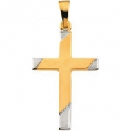 14K Two Tone Gold CROSS PENDANT