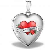 Sterling Silver Mothers Day  Mom Tattoo  Heart Locket
