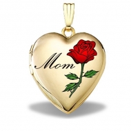 14K Solid Yellow Gold Mothers Day  Mom  Heart Locket