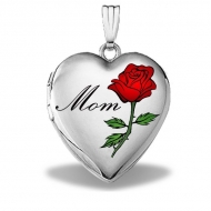 14k White Gold Mothers Day  Mom  Heart Locket