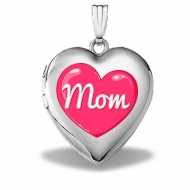 14k White Gold Mothers Day  Mom Heart  Heart Locket