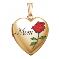 14K Gold Filled Mothers Day  Mom Rose  Heart Locket