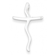 Sterling Silver Polished Freeform Cross Pendant
