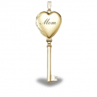 Solid 14K Yellow Gold Mothers Day   Mom  KEY Locket