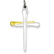 Sterling Silver   Vermeil Nail Cross Pendant
