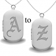 Sterling Silver Ye Olde English Initial Dog Tag Locket