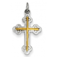 18k Gold  plated Sterling Silver Cross Charm