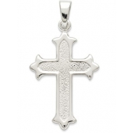 Sterling Silver Polished and Textured Cross Pendant
