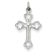 Sterling Silver Budded Cross w CZ Charm