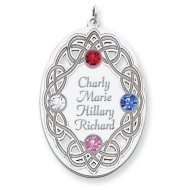 Personalized Celtic Family Pendant with Four Names and Birtstones