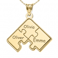 Personalized Family Three Piece Jigsaw Puzzle Pendant