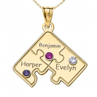 Personalized Family Three Piece Jigsaw Puzzle Pendant