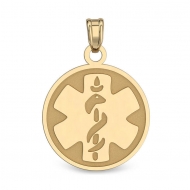 14K Filled Gold Round Medical Pendant