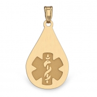 14K Filled Gold Medical Tear Drop Pendant