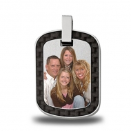 Stainless Steel Photo Dog Tag Photo Pendant W  Carbon Fiber Finish
