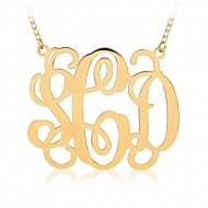 Outlined Vine Script 3 Letter Monogram Cut Out Pendant