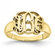 Personalized Vine Script Cut Out Monogram Signet Ring