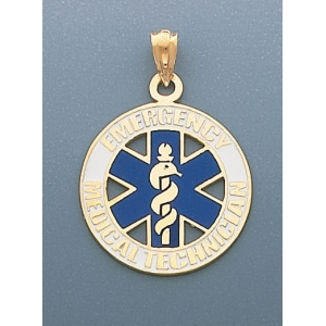 14K GOLD WITH BLUE ENAMEL EMT CHARM