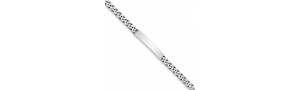 Sterling Silver Antiqued Curb Link ID Bracelet