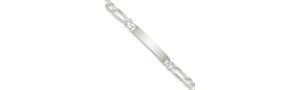 Sterling Silver Figaro Link ID Bracelet