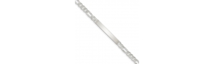 Sterling Silver Figaro Link ID Bracelet