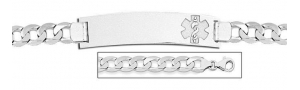 Sterling Silver Medical ID Bracelet w  Curb Chain