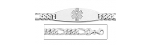 Sterling Silver Medical ID Bracelet w  Figaro Chain
