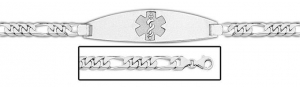 Sterling Silver Medical ID Bracelet w  Figaro Chain