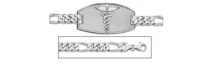 Sterling Silver Medical ID Bracelet w  Figaro Chain