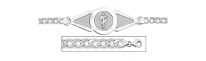 Sterling Silver Medical ID Bracelet w  Curb Chain