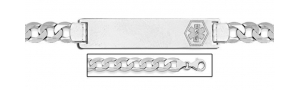 Sterling Silver Medical ID Bracelet w  Curb Chain