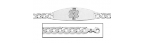 Sterling Silver Medical ID Bracelet w  Curb Chain