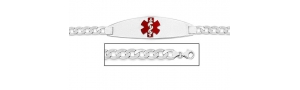 Sterling Silver Medical ID Bracelet w  Curb Chain W  Red Enamel